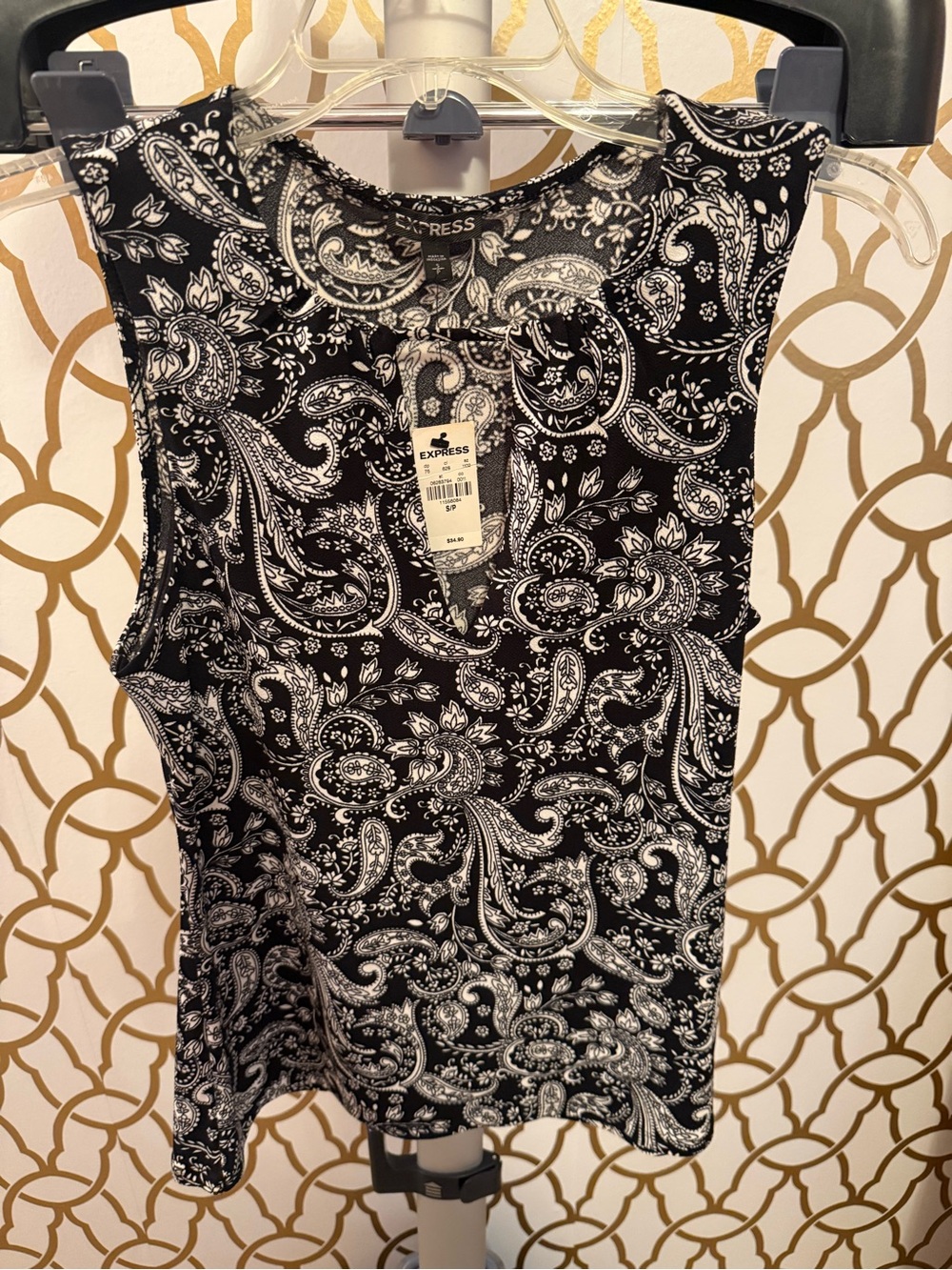 NWT Express Black & White Paisley Sleeveless Tank Top